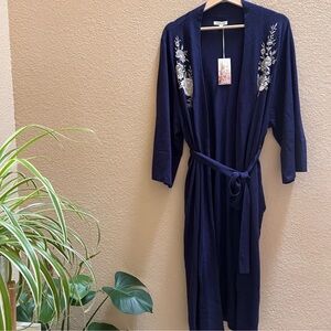 Johnny Was Navy Blue Silk and cashmere Blend Knit Kimono
Large